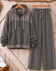 Leopard Patchwork Fleece-Lined Hoodie Set