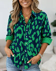 Leopard Print Button-Up Tunic Shirt