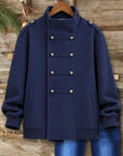 Fleece Lined Military Button Jacket