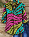 Colorful Animal Print Button Down Shirt