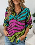 Colorful Animal Print Button Down Shirt