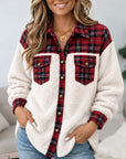 Plaid Patchwork Sherpa Button Down Tunic