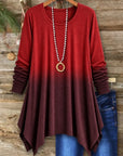 Ombre Print Scoop Neck Tunic Top