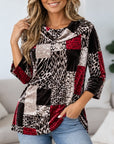 Leopard Patchwork Cowl Neck Tunic