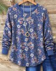 Floral Print Crew Neck Long Sleeve Tunic