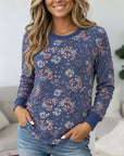 Floral Print Crew Neck Long Sleeve Tunic