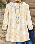 Floral Print Fold Over Collar Tunic