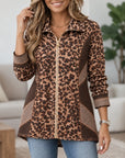 Leopard Print Patchwork Zip Up Tunic