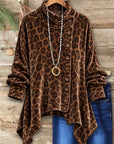 Leopard Print Velvet Asymmetrical Tunic