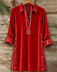 Sequin Patchwork Velvet Midi Dress