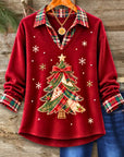 Christmas Embroidery Plaid Tunic