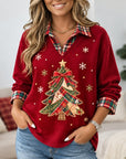 Christmas Embroidery Plaid Tunic