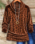 Leopard Print Velvet Cowl Neck Tunic