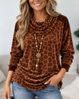 Leopard Print Velvet Cowl Neck Tunic