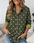 Polka Dot Button Down Tunic Shirt