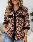 Leopard Print Corduroy Button Down Tunic