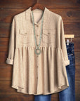 Long Sleeve Corduroy Ruffled Shirt Jacket