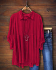 Velvet Half Sleeve Shirt Top