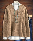 Knit Solid Color Split Neck Sweater