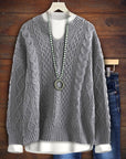 Knit Solid Color Split Neck Sweater