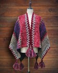 Boho Colorful Knit Shawl With Fringes