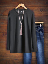 Fashion Solid Color Loose Long Sleeve Top