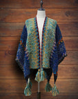 Boho Colorful Knit Shawl With Fringes