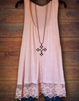 Solid Color Tank Top With Lace Hem