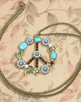 Turquoise Pearl Flower Peace Sign Necklace