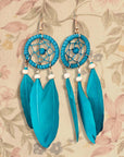 Dreamcatcher Long Feather Fringe Boho Earrings