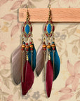 Creative Retro Ethnic Tassel Feather Earrings