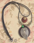 Alloy Ornament Pattern Leaf Pendant Long Necklace