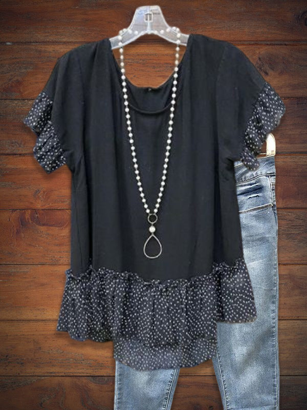 Polka Dot Hem Flutter Tee