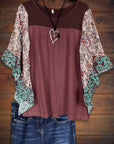 Mixed Floral Print Sleeve Tee