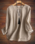 Solid Color Collar Patchwork Pullover Loose Blouse