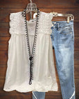 Eyelet Embroidered Lace Tank Top