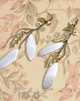 Ethnic Long Wooden Bead Feather Exotic Earrings