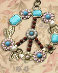 Turquoise Pearl Flower Peace Sign Necklace