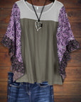 Mixed Floral Print Sleeve Tee