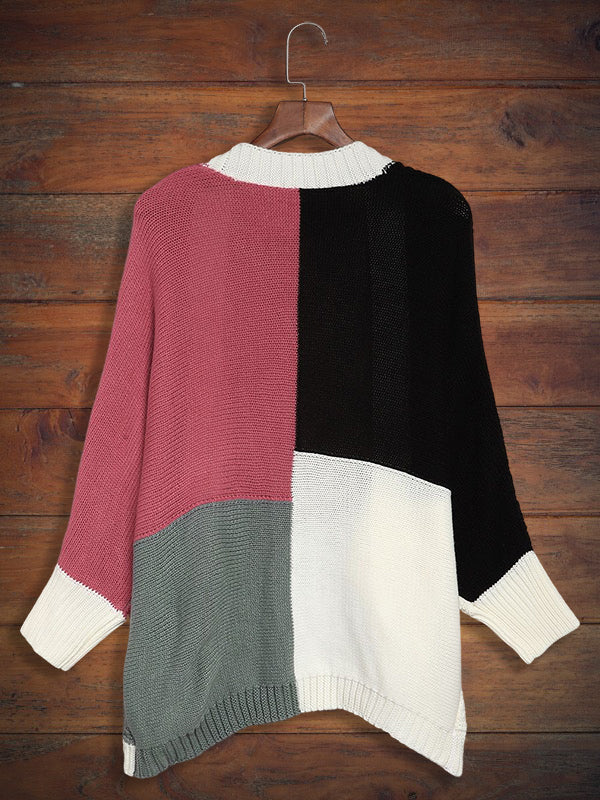 Fashionable Long Sleeve Contrast Cardigan Sweater