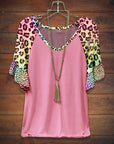 Leopard Print Ruffle Sleeve Top