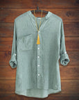 Fashion Solid Color Stand Collar Cotton Linen Shirt