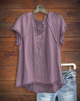 Hi-Lo Top With Frayed Hem