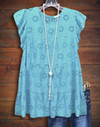 Ruffled Sleeve Eyelet Top