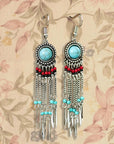 Ethnic Fringe Vintage Turquoise Earrings