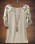 V-Neck Leopard Panel Casual Half Sleeve Tee
