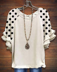 Cute Dot Print Ruffle Sleeve Tee