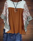 Mixed Floral Print Sleeve Tee