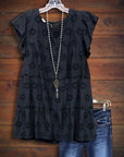Ruffled Sleeve Eyelet Top