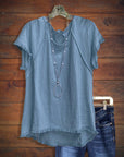 Hi-Lo Top With Frayed Hem